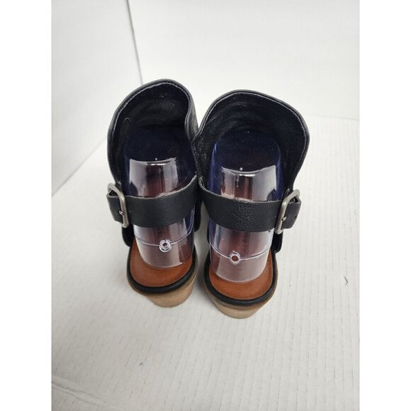 Lucky Brand Women's Keralin Black Leather Suede Wedge Slingback Strap Sandal 7.5 - Picture 4 of 8